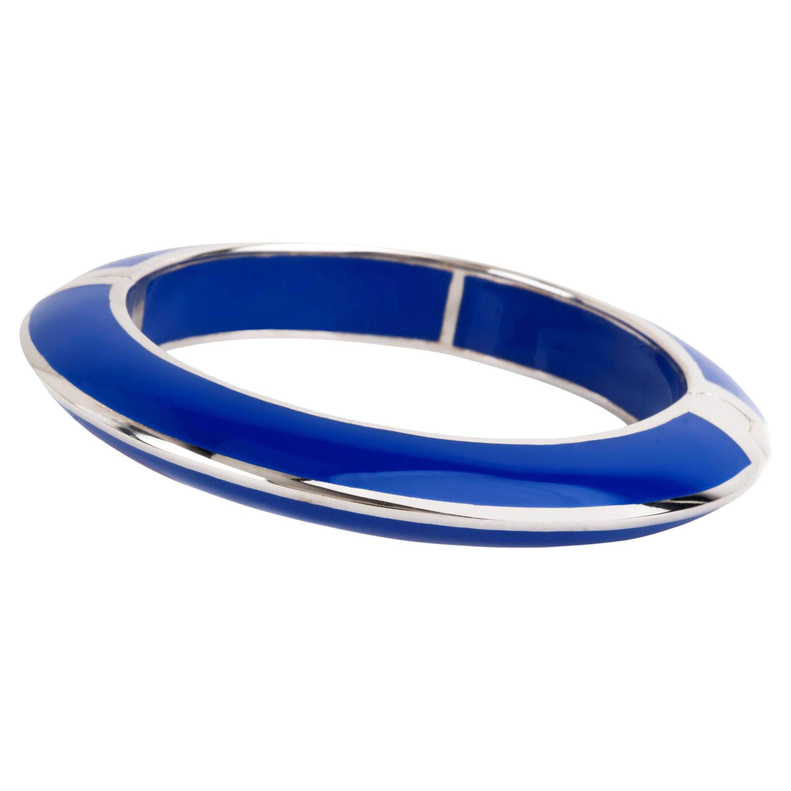 Miriam Salat Navy Blue Sterling Silver Bangle For Sale