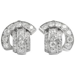 Vintage 1935 Rene Boivin Diamond Platinum Earrings