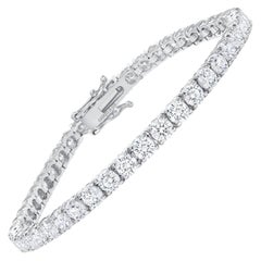 14K 5 Carat White Gold Round Diamond Tennis Bracelet