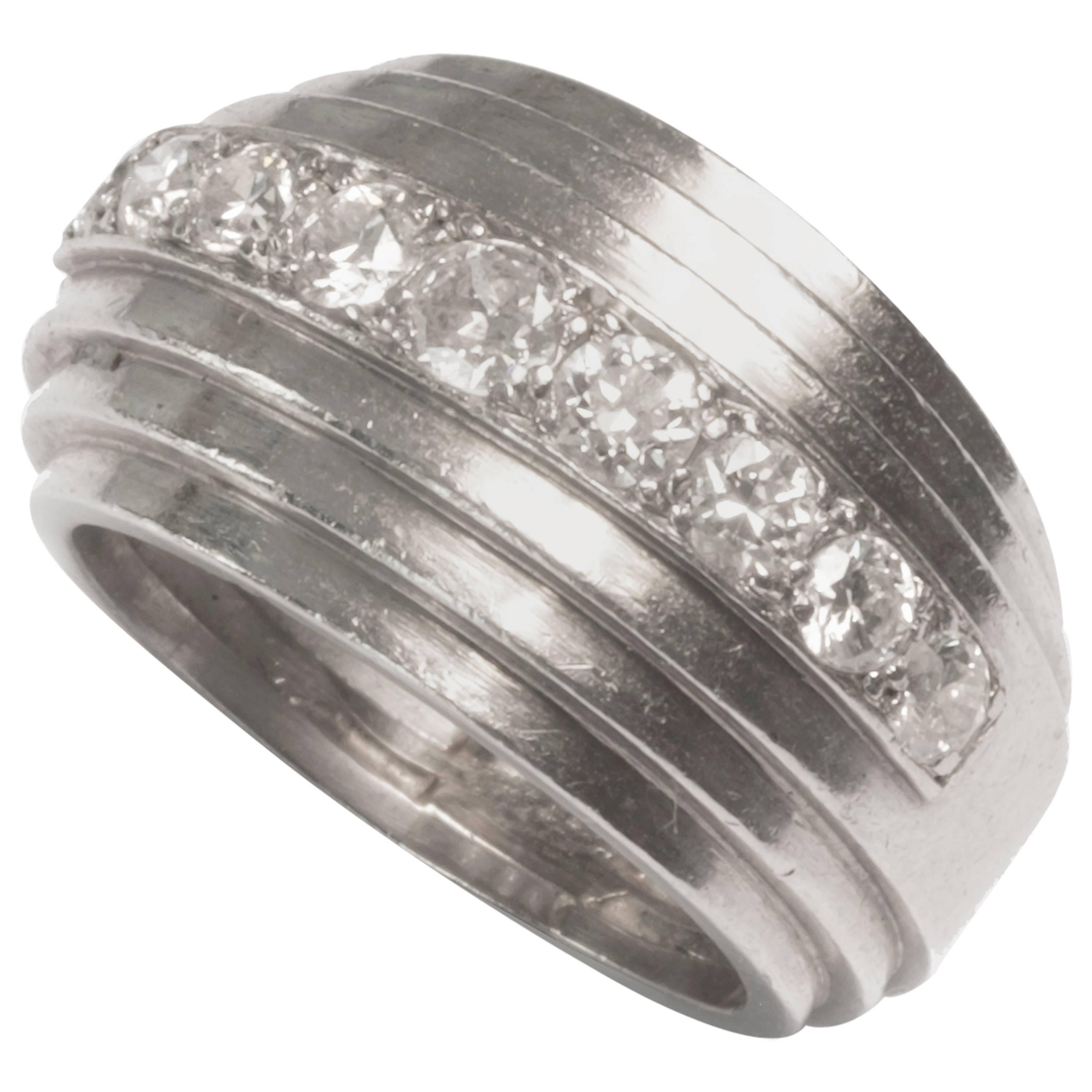 1930s Rene Boivin Diamond Platinum Ring For Sale