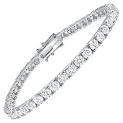 Bracelet tennis en or blanc 14 carats avec diamants ronds de 7 carats