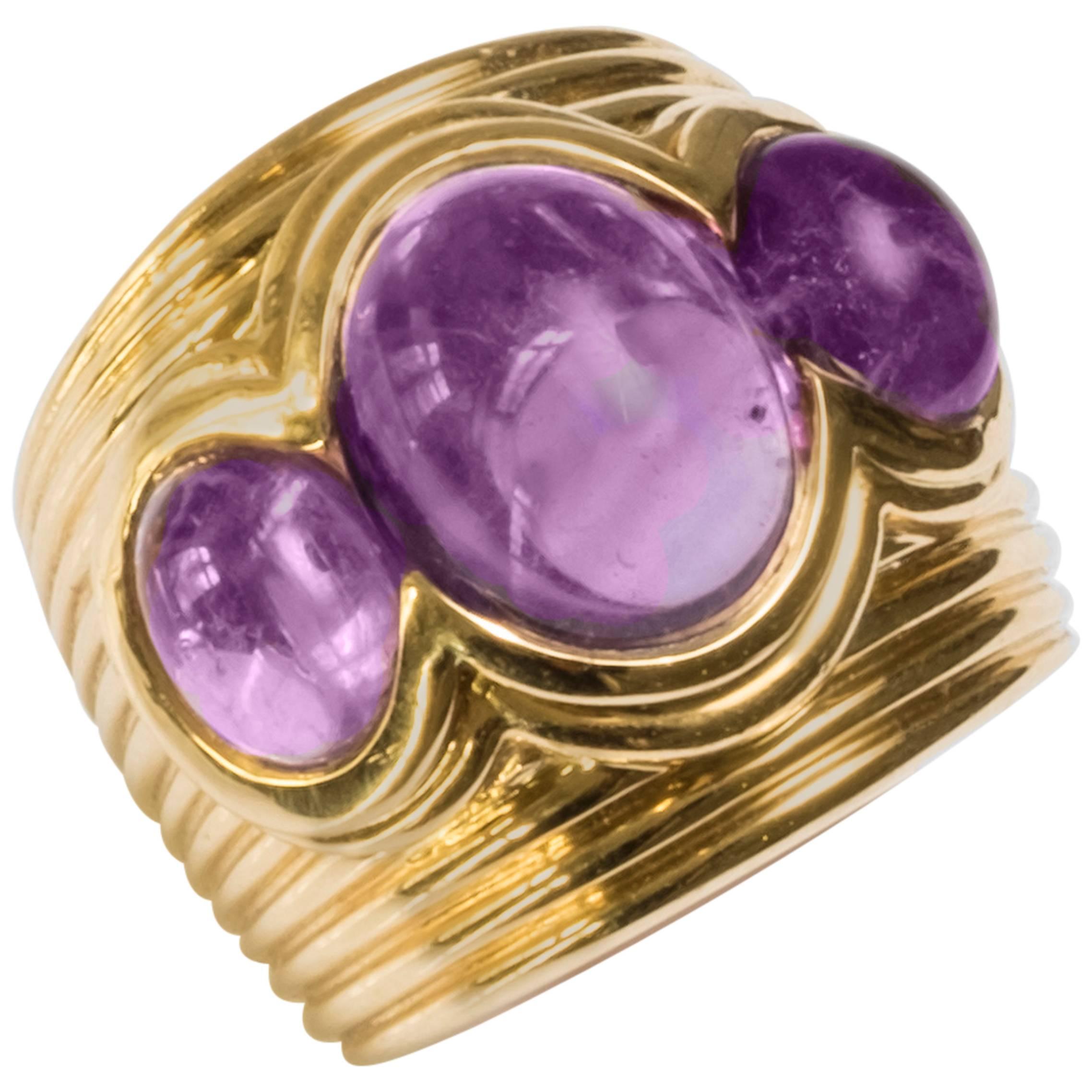 1970 Rene Boivin Amethyst Gold Ring For Sale