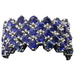 Blue Sapphire Gold Prong Set Flexible Band Ring