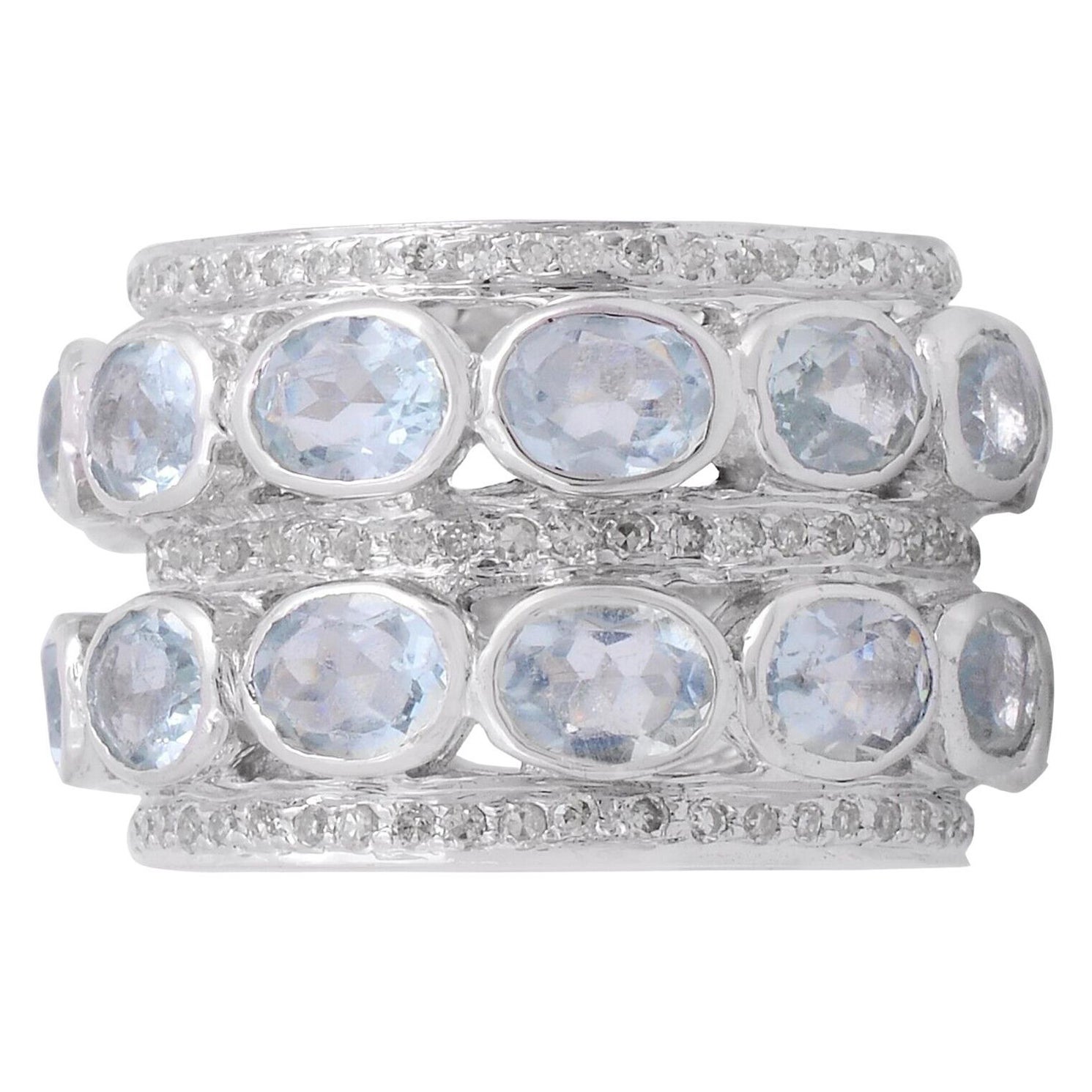 4.32 Carat Pear Shape Diamond Band Ring 18k White Gold Fine Handmade Jewelry For Sale at 1stDibs