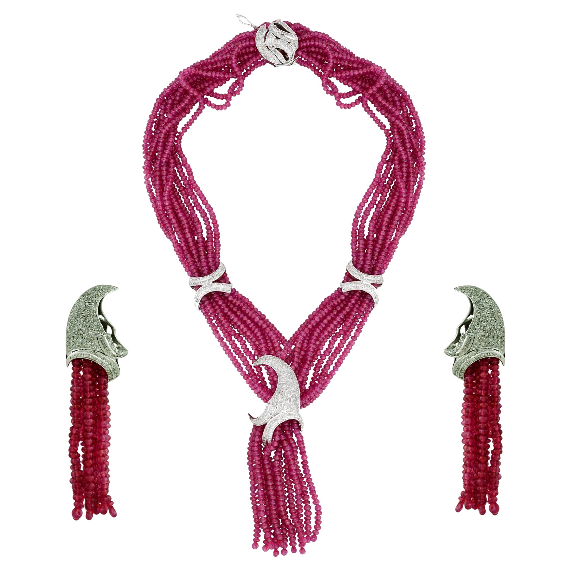 CARTIER Meli Melo Diamond Multicolor Gemstone Necklace and Earrings Set