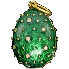 Enamel Diamond Gold Egg Pendant