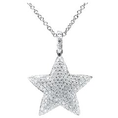 Alex Jona White Diamond Star 18 Karat White Gold Pendant Necklace