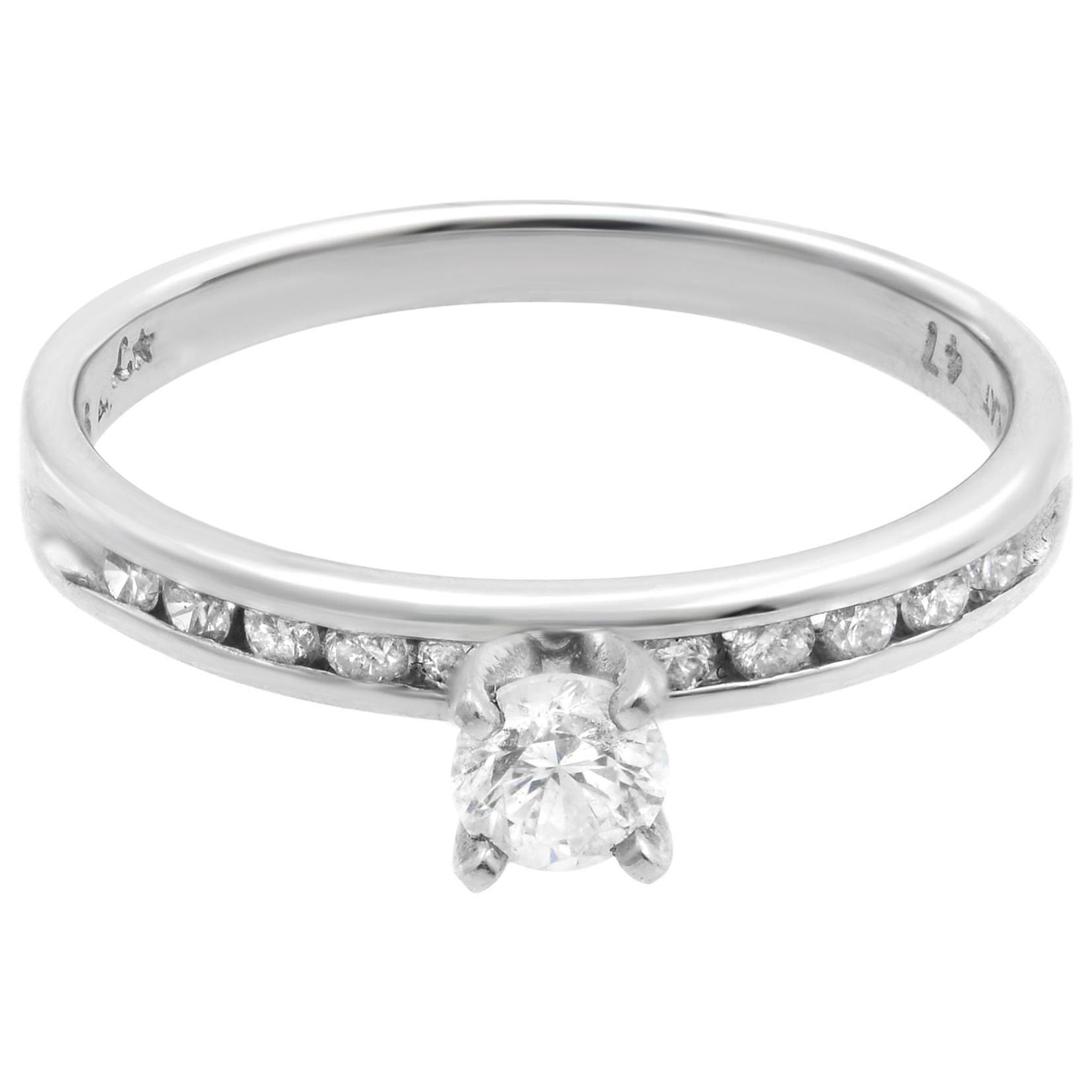 Rachel Koen Platinum Round Cut Diamond Engagement Ring 0.20 Carat For Sale