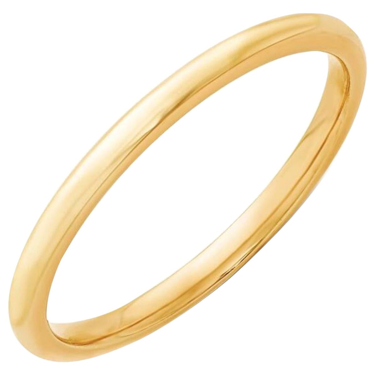 14 Karat Yellow Gold Half Round Classic Wedding Band Solid Ring For Sale