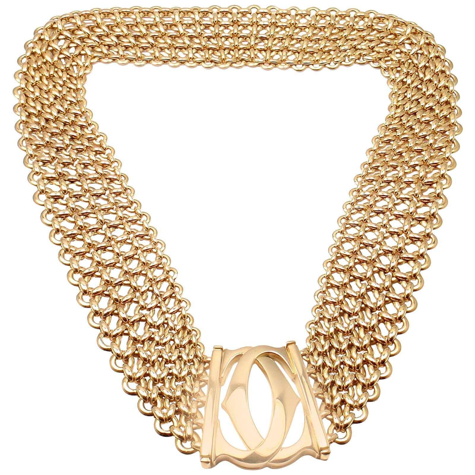 Cartier Penelope Double C Five Row Wide Link Gold Necklace