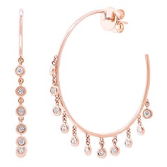 Rachel Koen 14K Rose Gold Diamond Shaker Hoop Earring 0.65cttw
