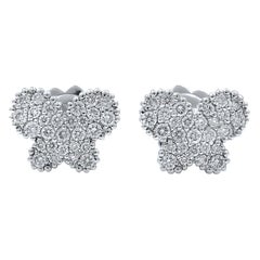 18 Karat White Gold Pave Set Diamond Butterfly Stud Earrings 0.48 Carat