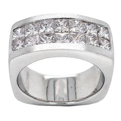 3.51 Carat Princess Cut Diamond 18 Karat Gents Ring
