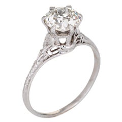 Vintage Art Deco GIA 1.55ct Diamond Ring Engagement Platinum Jewelry
