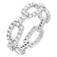Link Chain Ring 1 Carat Diamond in 18K White Gold