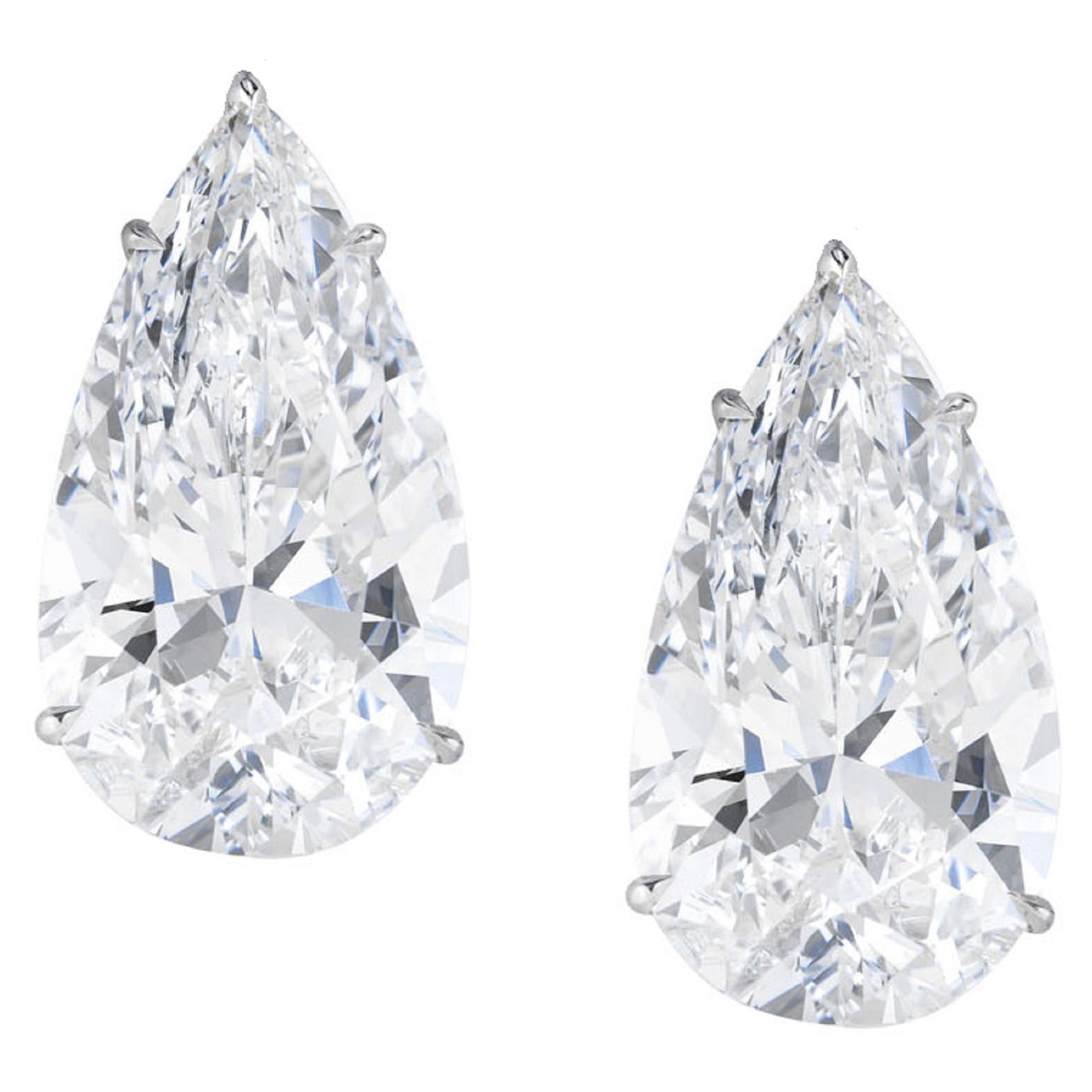 GIA Certified 10.69 Carat Pear Cut Diamond Stud Platinum Earrings Flawless For Sale