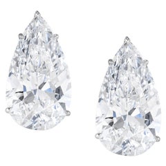 GIA Certified 10.69 Carat Pear Cut Diamond Stud Platinum Earrings Flawless
