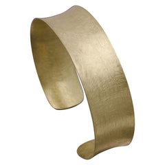 18k Gold Concave Cuff Bracelet Satin Haystack Finish