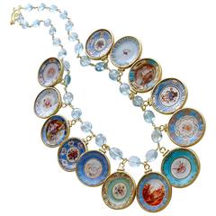 Blue Topaz Miniature Plates Charm Necklace 9