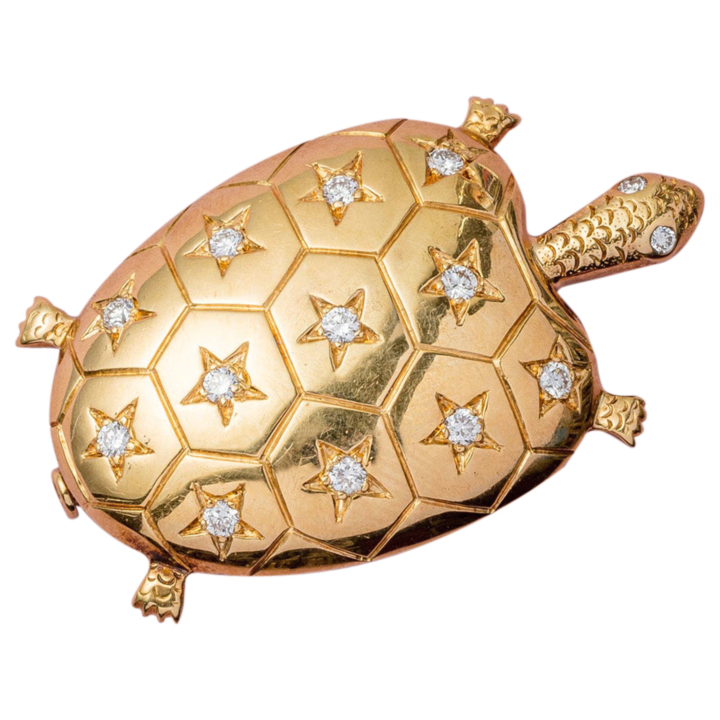 18 Carat Gold and Diamond Turtle Brooch