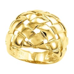 Van Cleef & Arpels Basket Weave Domed Gold Ring
