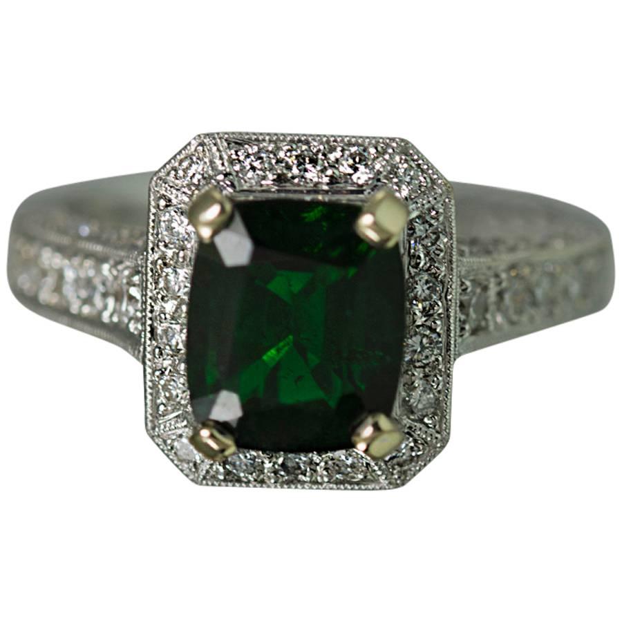 Chrome Tourmaline Diamond Gold Ring 