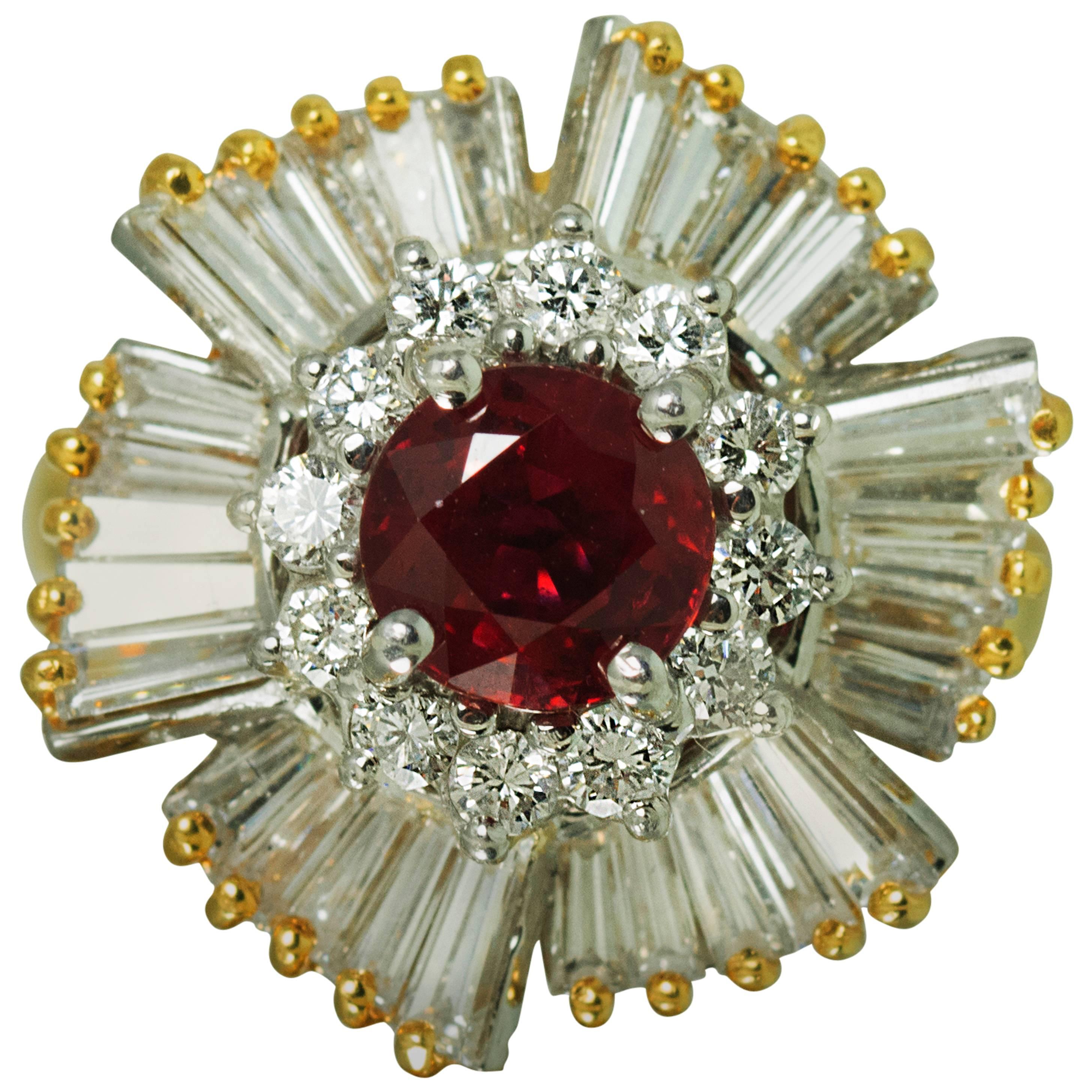 Ruby Diamond Gold Ring  For Sale