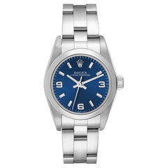 Rolex Oyster Perpetual 24 Nondate Blue Dial Steel Ladies Watch 76080 Box Papers