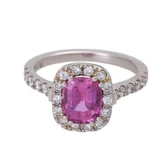 Ladies Ring, Especially with 1 Very Fine, Natural Colored Pink Sapphire 2.13 Ct