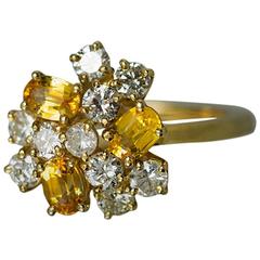 Yellow Sapphire Diamond Gold Ring 