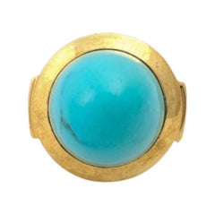 Anello con cabochon di turchese alto