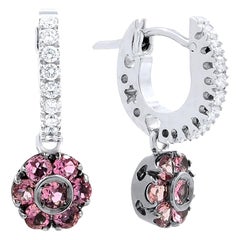 Pasquale Bruni Fiori 18 Karat White Gold Diamond Pink Tourmaline Dangle Earrings