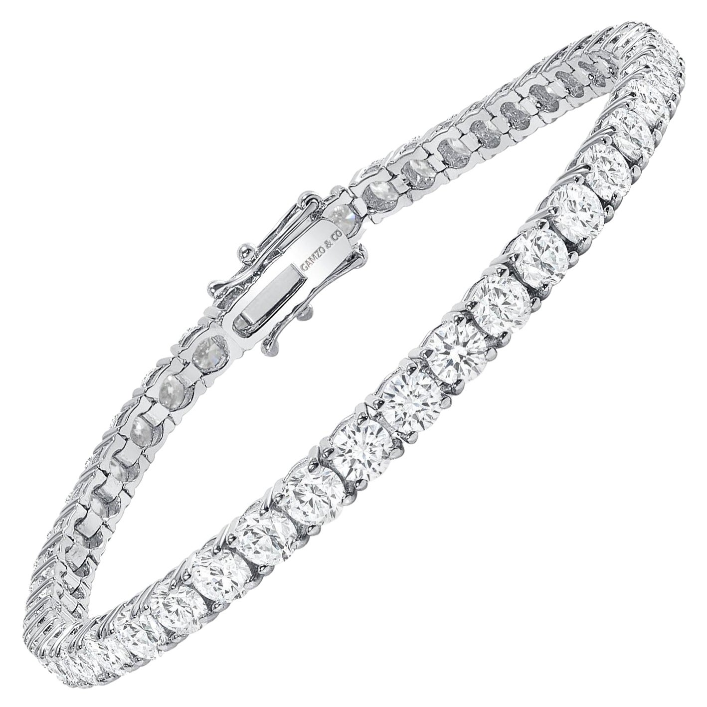 Bracelet tennis en or blanc 14 carats avec diamants ronds de 9 carats