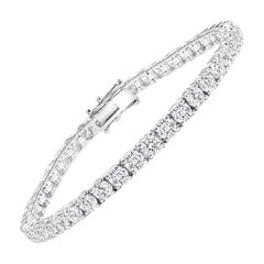 14K 12 Carat White Gold Round Diamond Tennis Bracelet