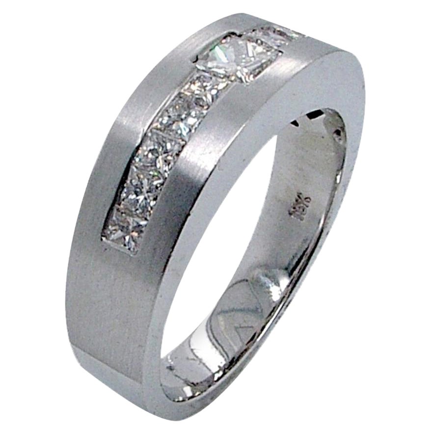 1.29 Carat Channel Set Diamond 18 Karat Gents Ring For Sale