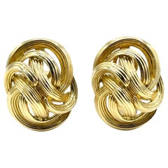 Tiffany & Co. Oval Knot Leaver Back 18K Yellow Gold Earrings
