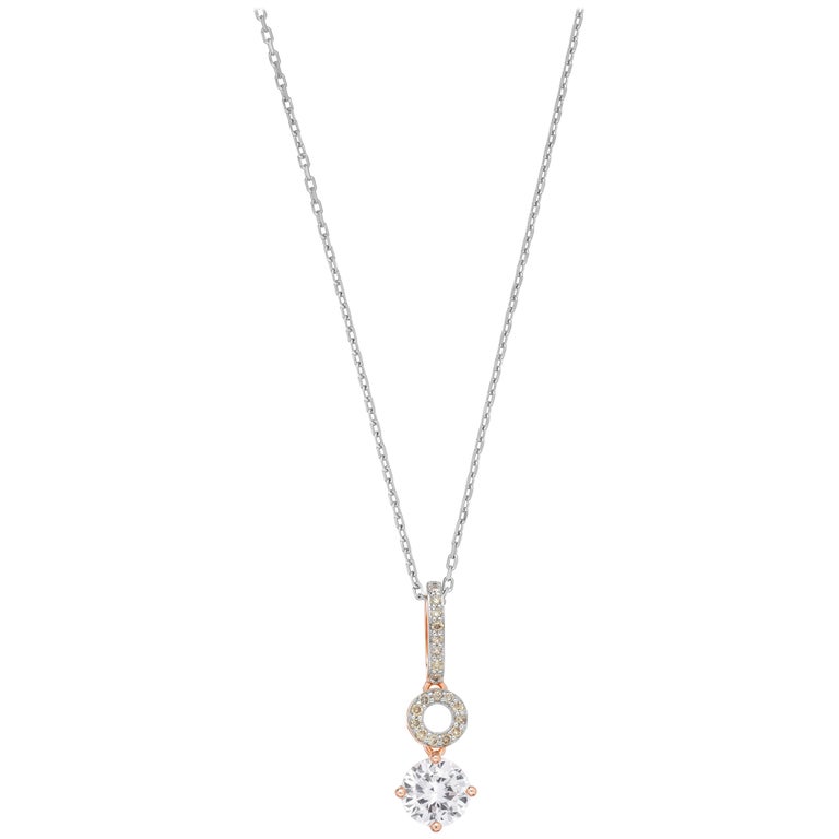 Half Carat Sized White Sapphire and Brown Diamond Drop Halo Pendant For