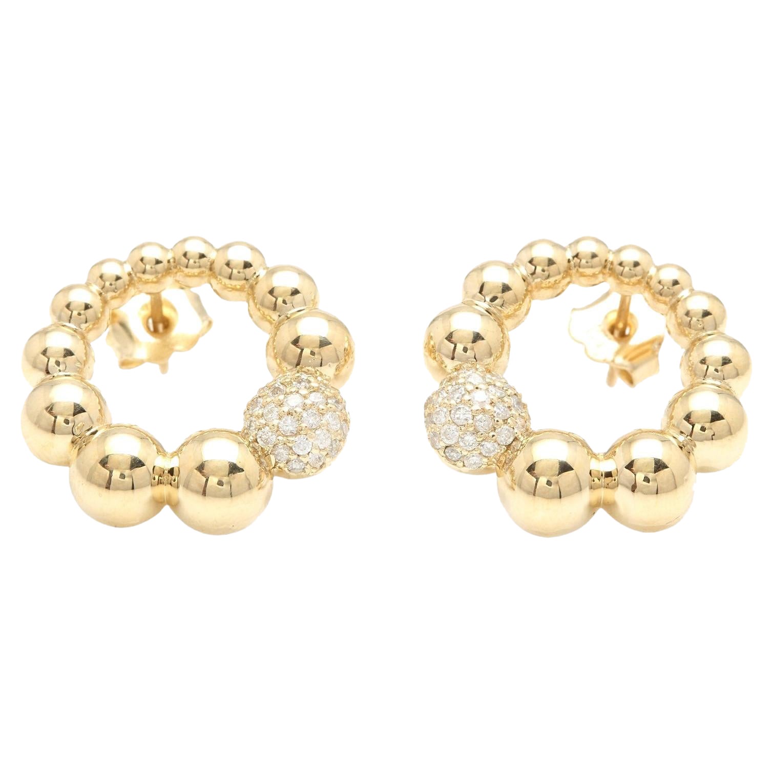 Boucles d'oreilles exquises en or jaune massif 14 carats avec diamants naturels de 0,50 carat