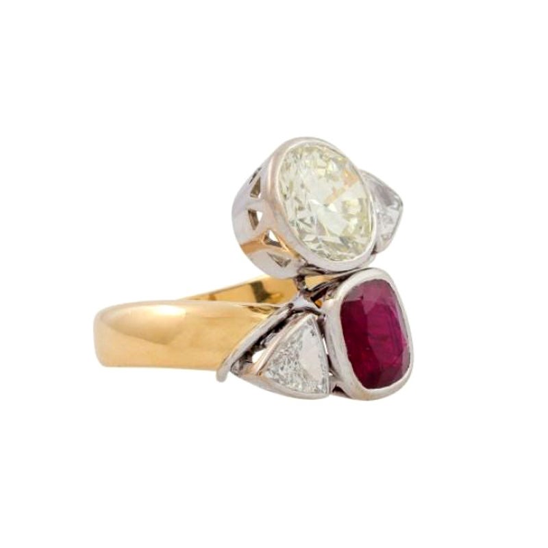 Three Headed Snake Ring with Rubies and Diamonds at 1stDibs | 3 headed ...