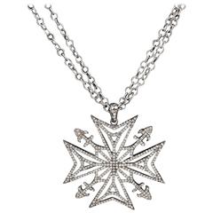 Julia Post Diamond Silver Maltese Cross Necklace