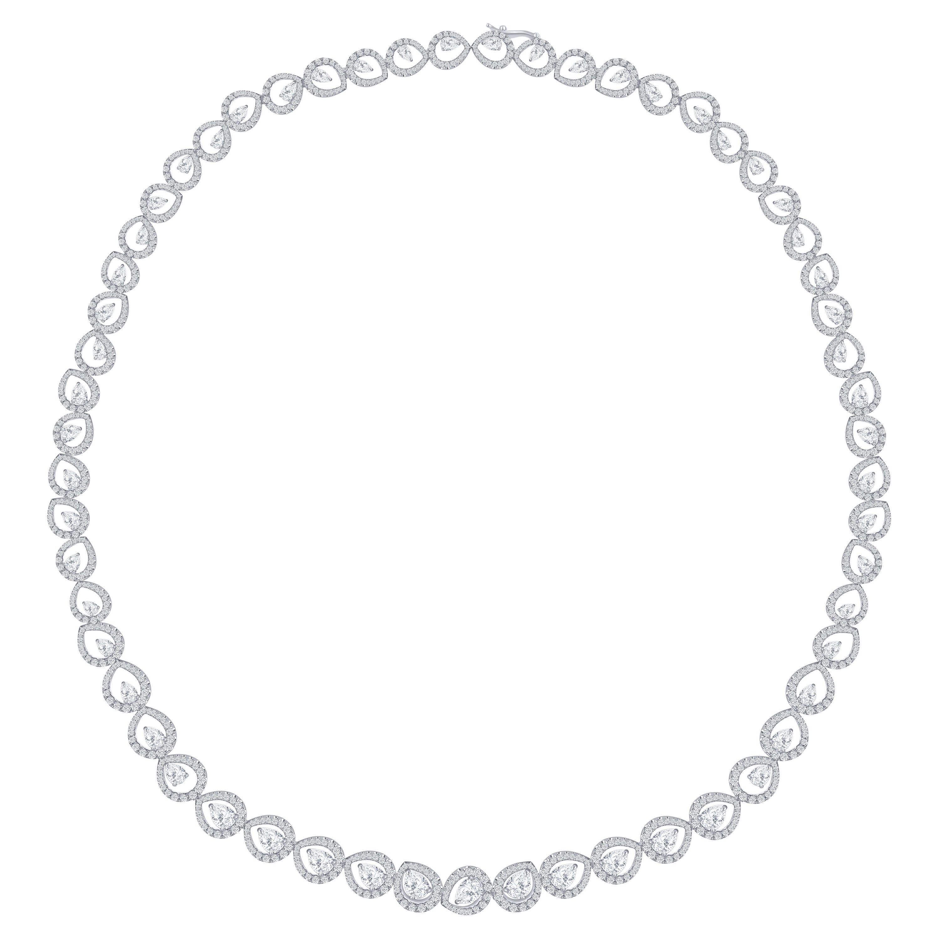 Harakh 7.50 Carat Natural Diamond Tennis Necklace in 18 Kt White Gold For Sale