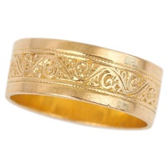 Mid Century 22ct Gold Engraved Wedding Band, Circa 1959