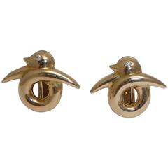 Cartier Rare Diamond Gold Bird Earrings 