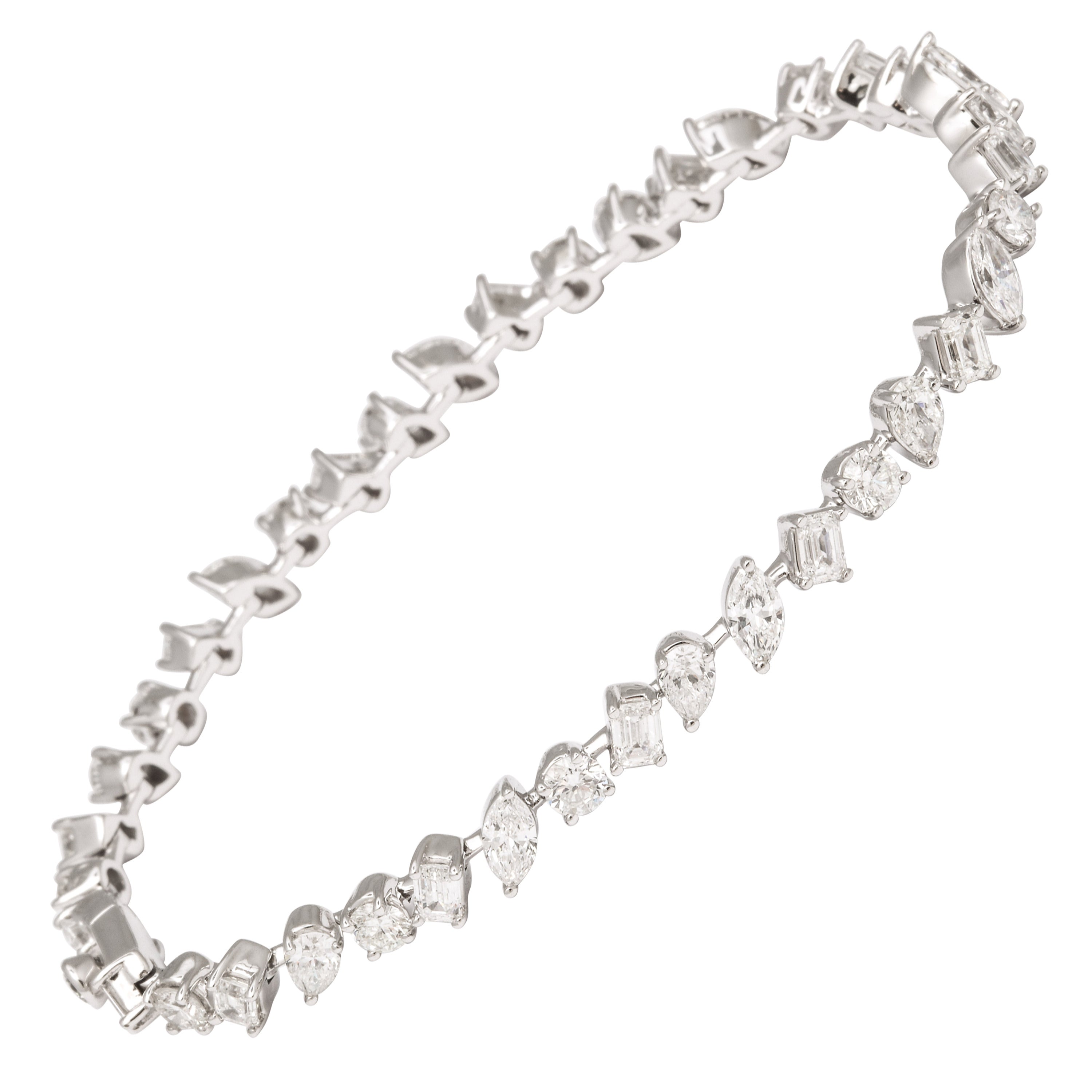 Multi Shape Diamond Bracelet For Sale