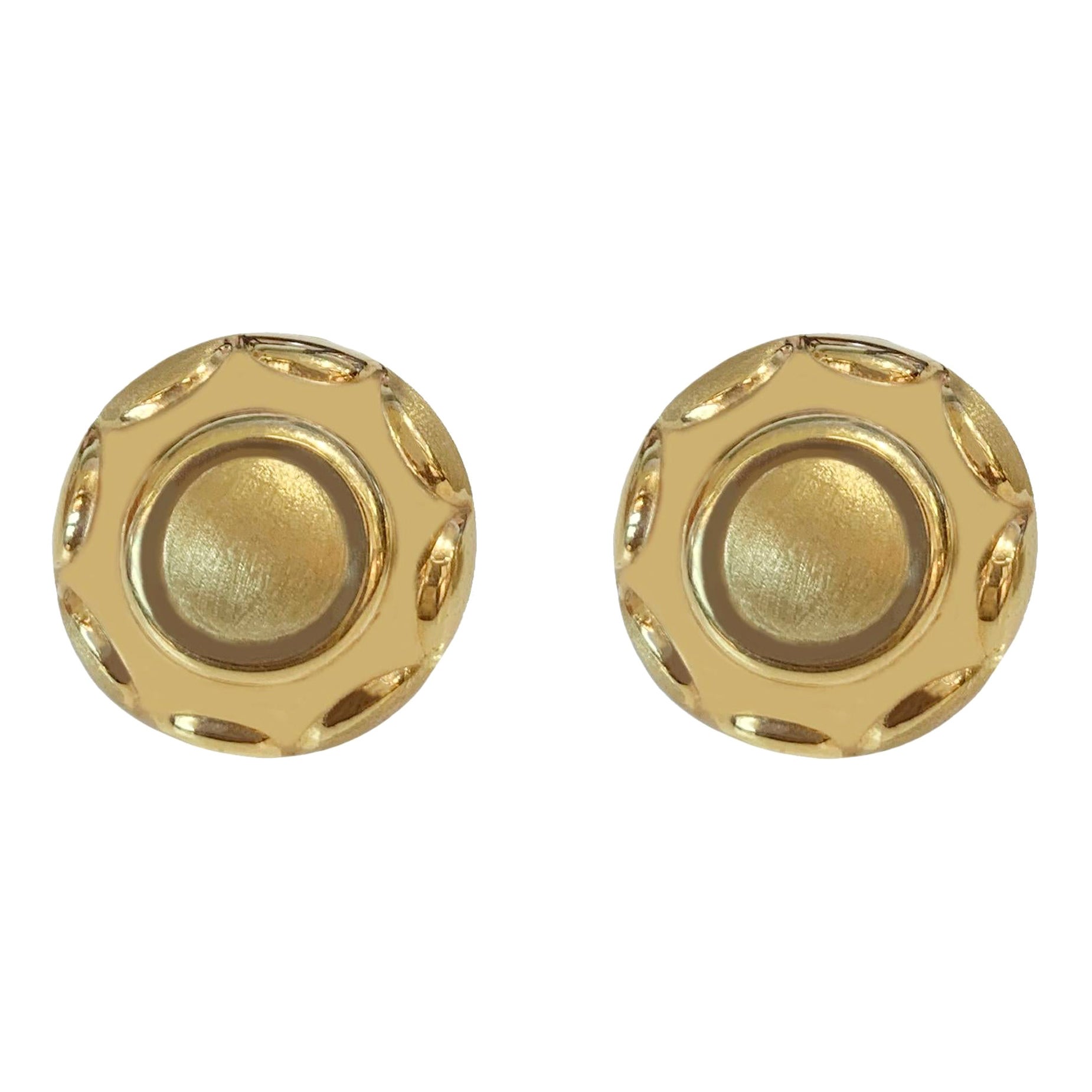 Round 14k Yellow Gold Earrings For Sale