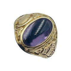 Tiffany & Co. Art Deco 14k Gelbgold & Amethyst Hunter College Klasse Ring Selten