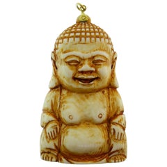 Cartier 18 Karat Yellow Gold and Natural Stone Buddha Pendant Retro circa 1970