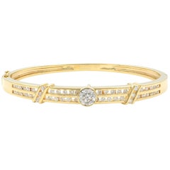 Bracelet pour femme en or jaune 14K avec diamants sertis dans la lunette et les canaux 1.95Cttw