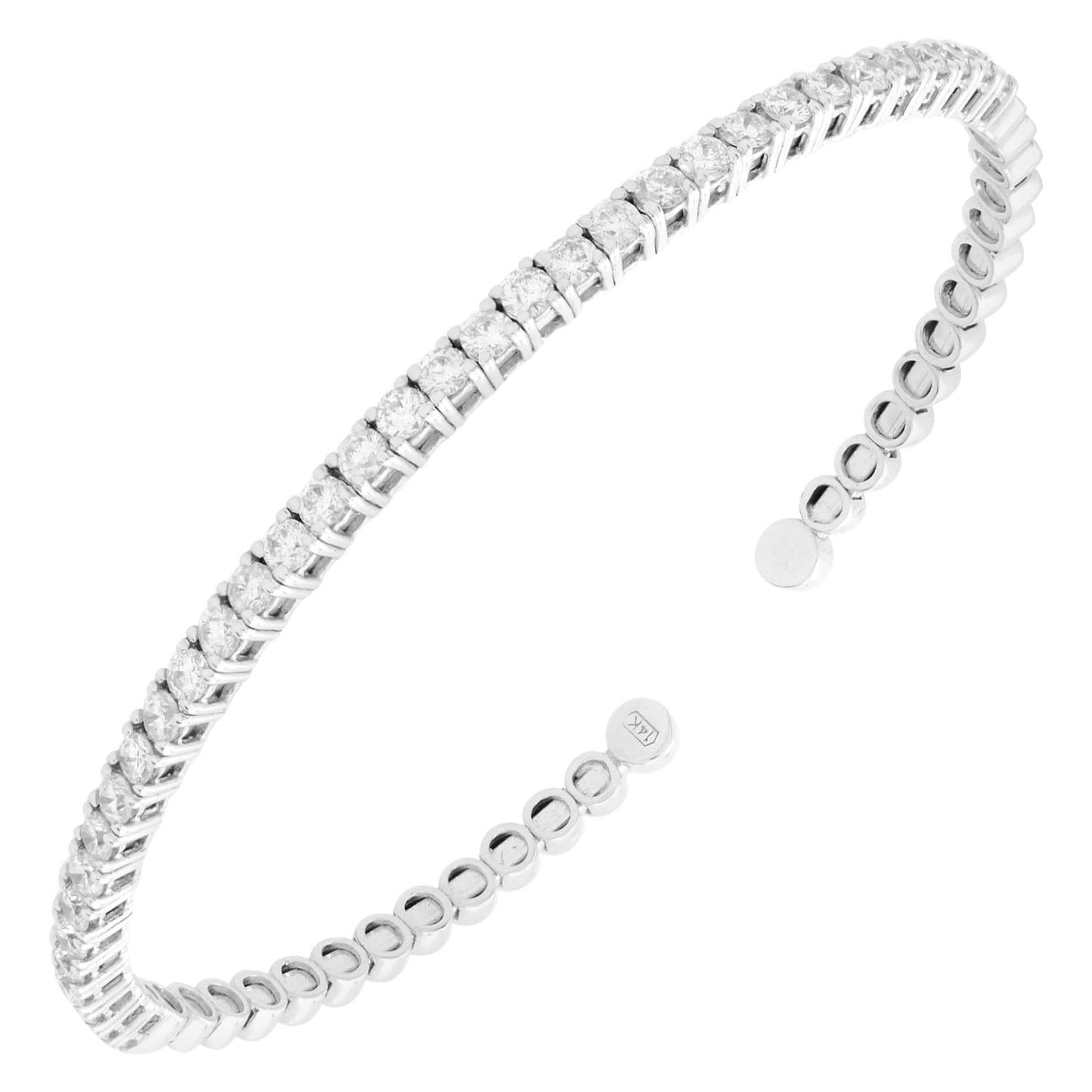 Rachel Koen Diamond Ladies Cuff Bracelet 14K White Gold 1.88cttw