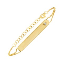 Rachel Koen Round Cut Diamond Plate Bracelet 14K Yellow Gold 0.02Cttw